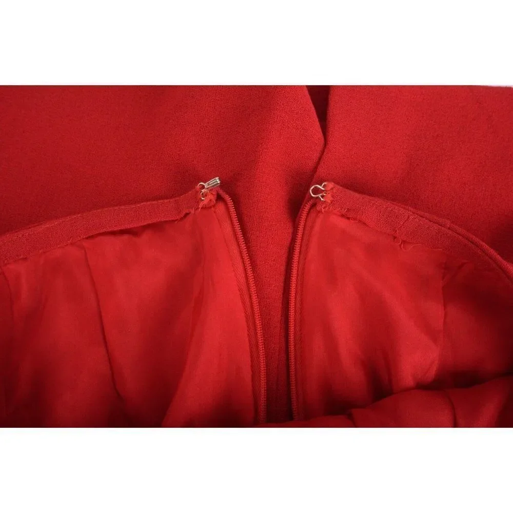 Jennifer Jane Womens Red Skirt Suit Set Blazer Jacket US 8